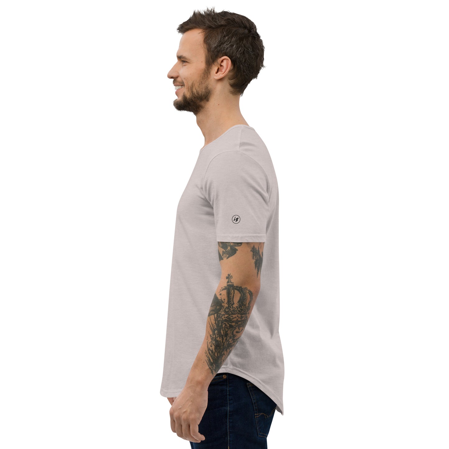 LB Signature Curved Hem Tee - Bone