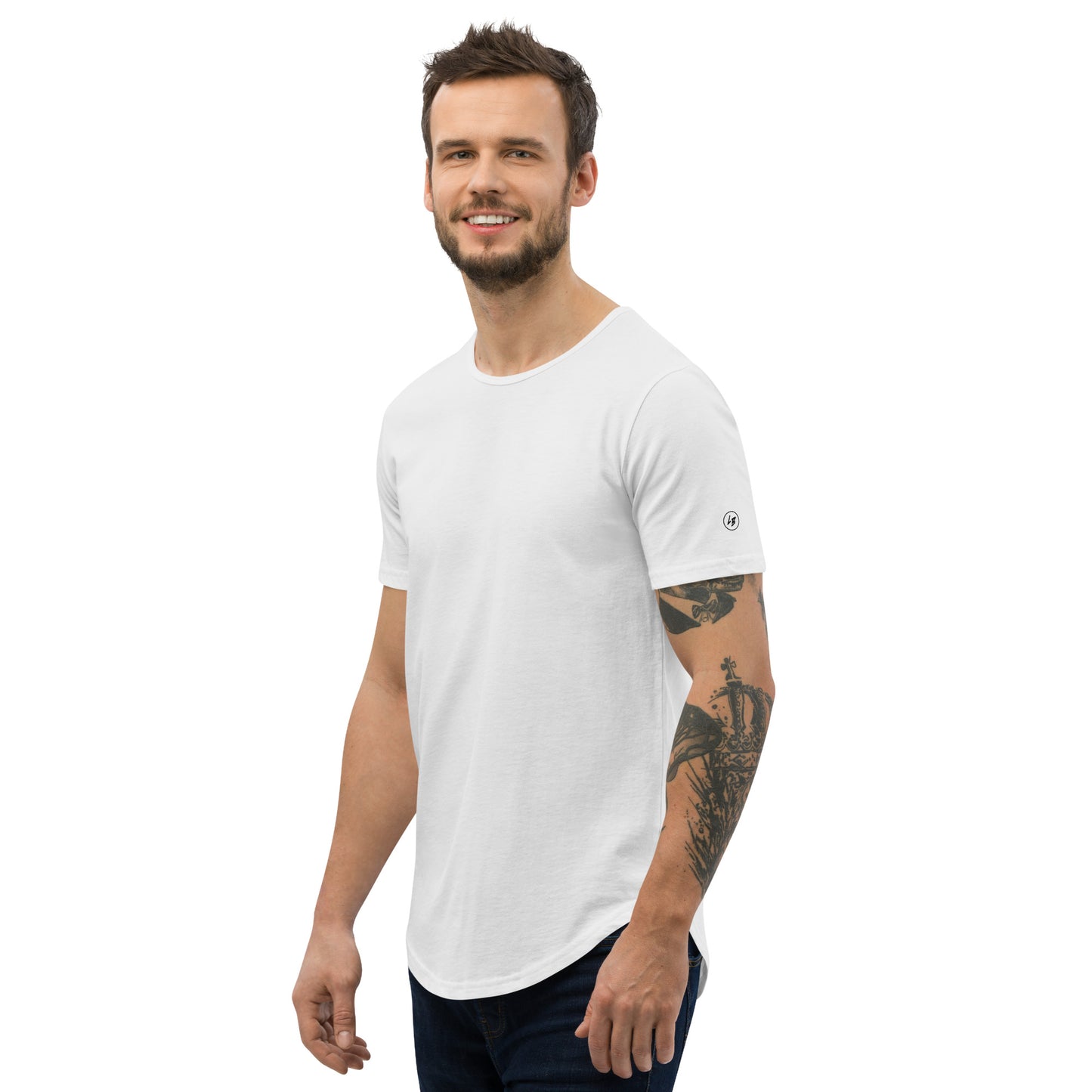 LB Signature Curved Hem Tee - White