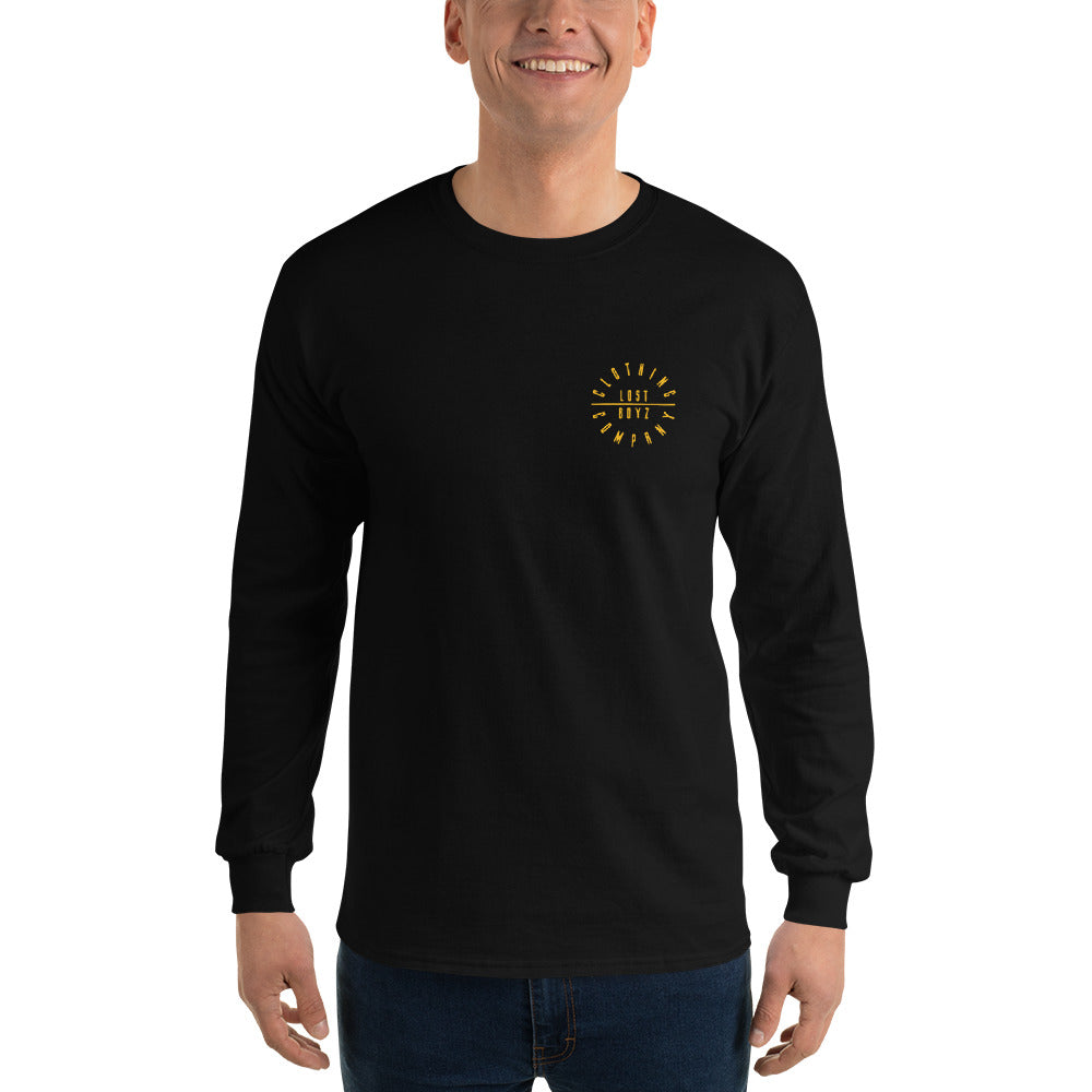 Gold Casual Long Sleeve Tee - Black